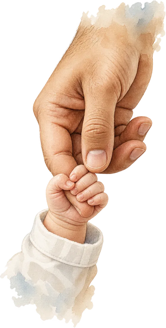 A baby's tiny hand holding his father's finger
